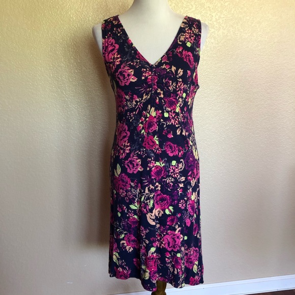 New Gaiam Floral Reversible Knit Sleeveless Tank Dress Size M - Picture 1 of 6